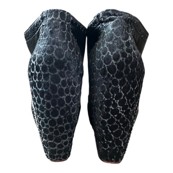 Irregular Choice Black and Grey Leopard Pony Hair Leather Wedge Bootie - Picture 4 of 5
